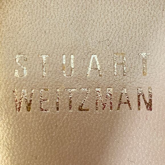 STUART WEITZMAN Size 7 Tan Patent Leather Peep Toe Pumps - Picture 7 of 8